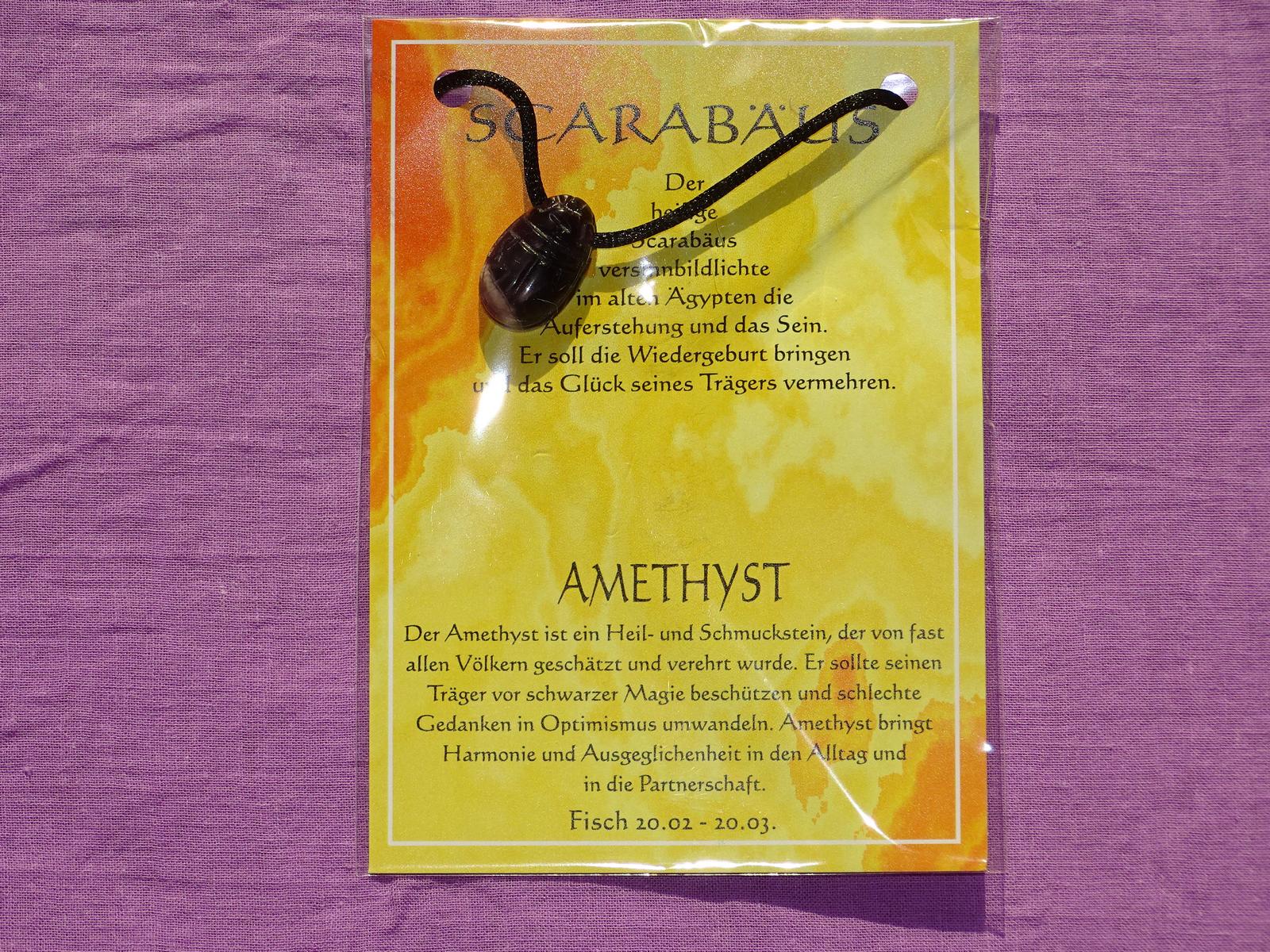 Scarabäus gebohrt mit Band – Amethyst – Bild 2