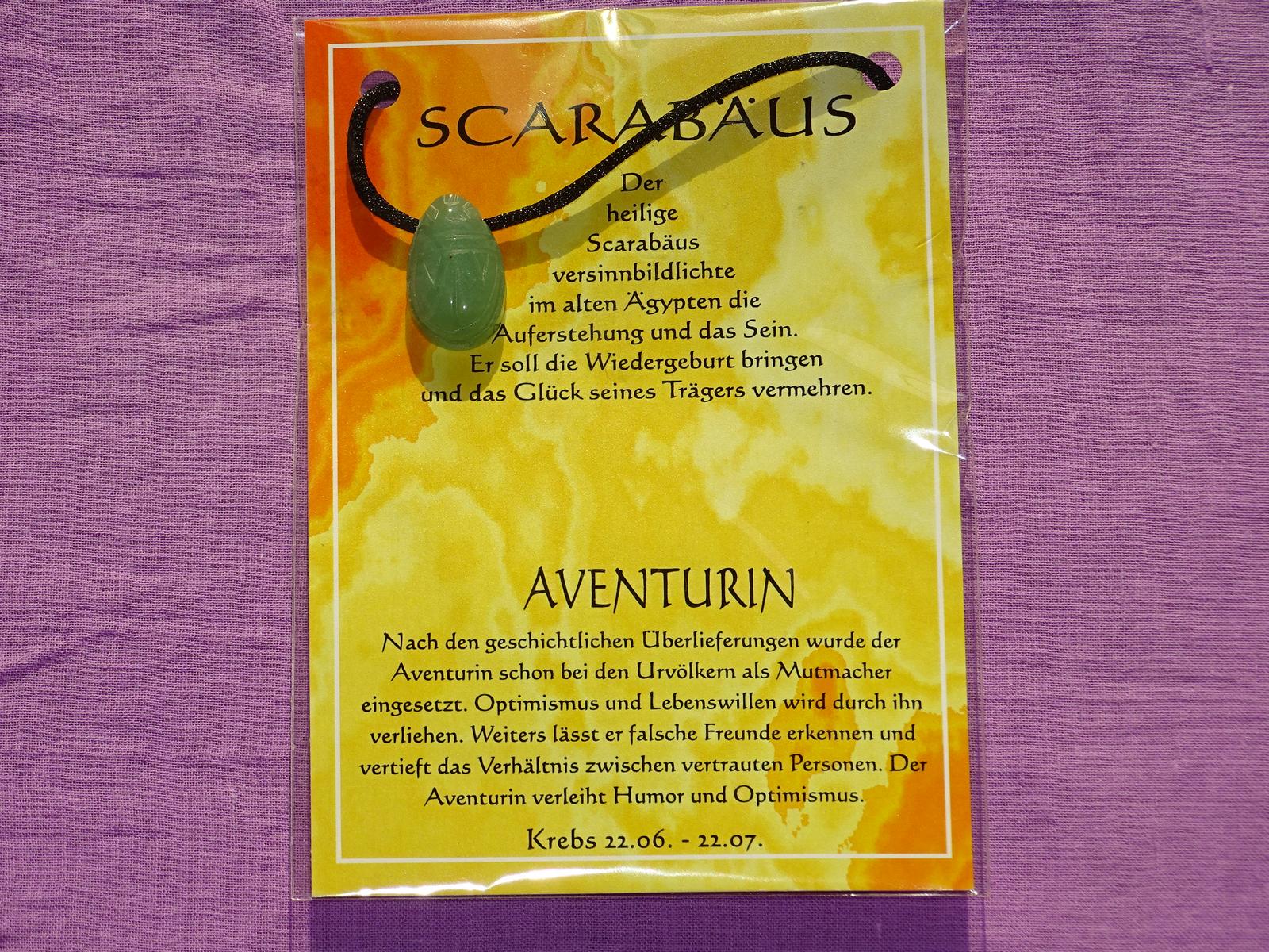 Scarabäus gebohrt mit Band – Aventurin – Bild 2