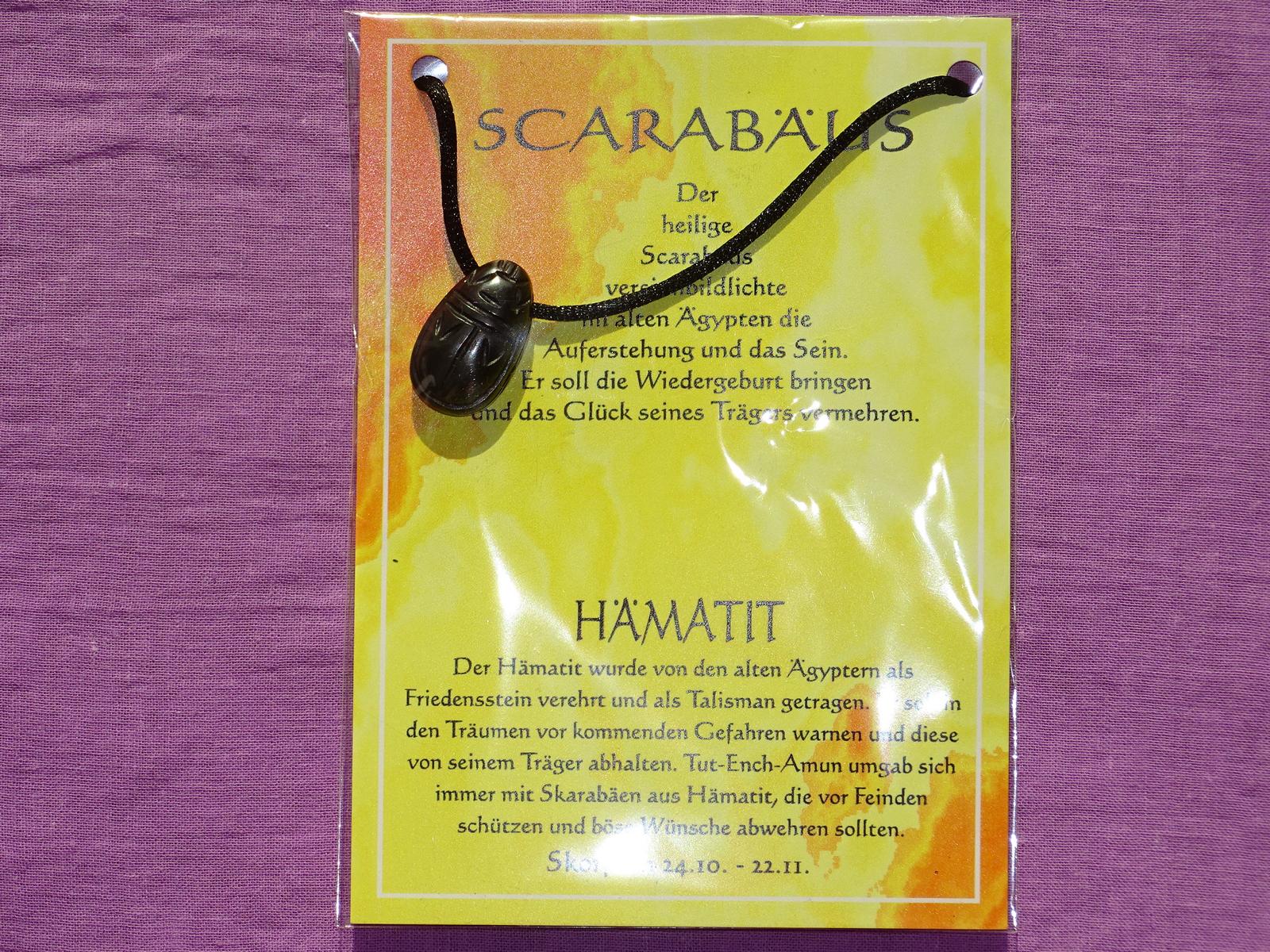 Scarabäus gebohrt mit Band – Hämatit – Bild 2