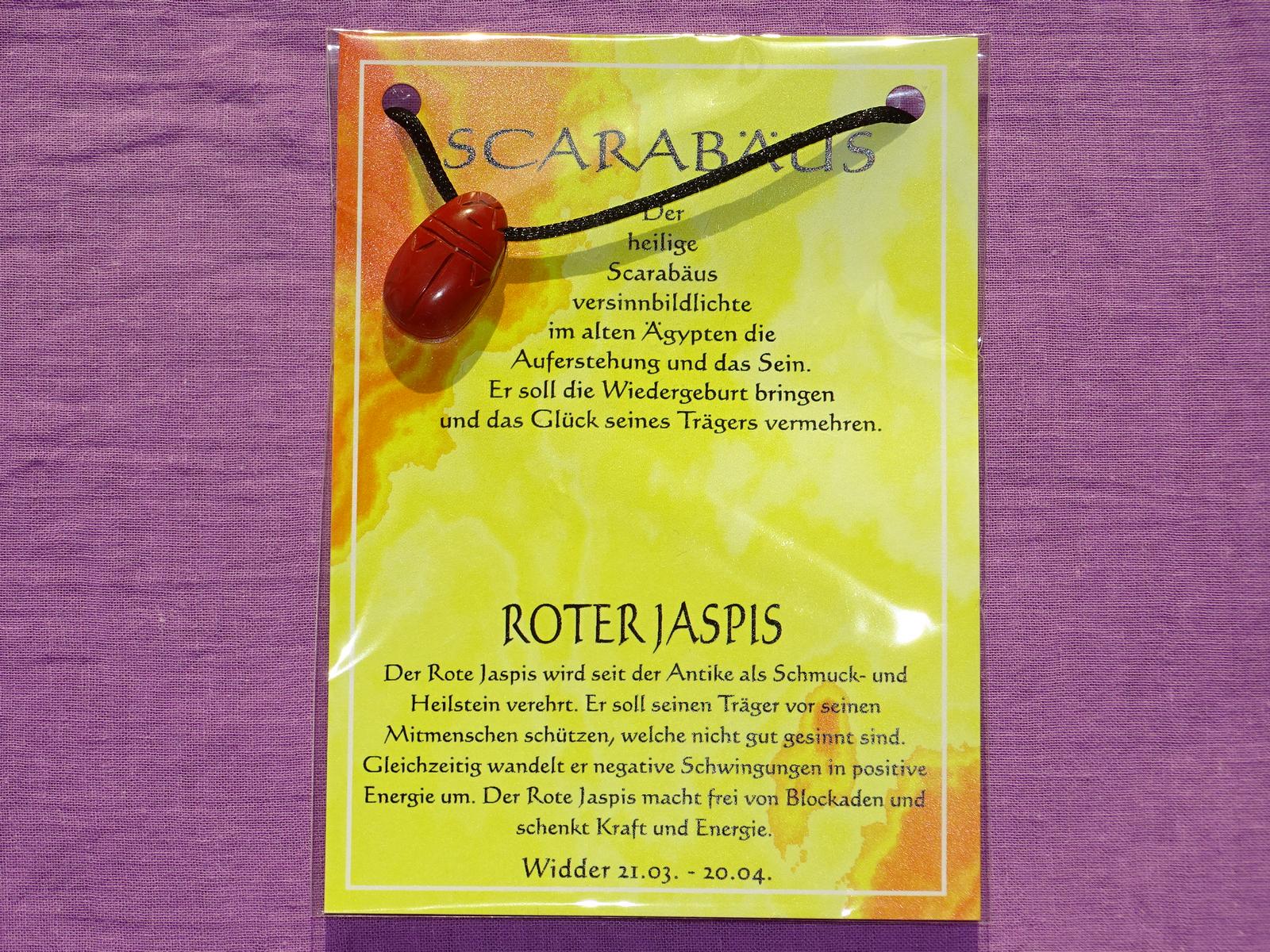 Scarabäus gebohrt mit Band – Jaspis rot – Bild 2