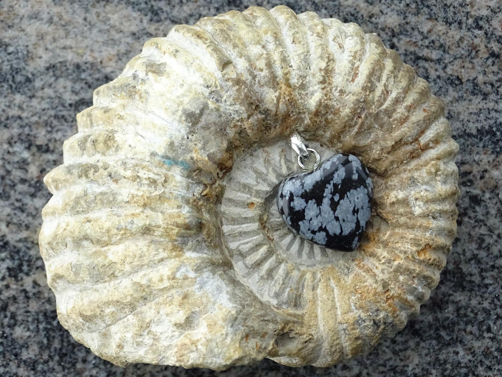 Herz-Anhänger Schneeflockenobsidian