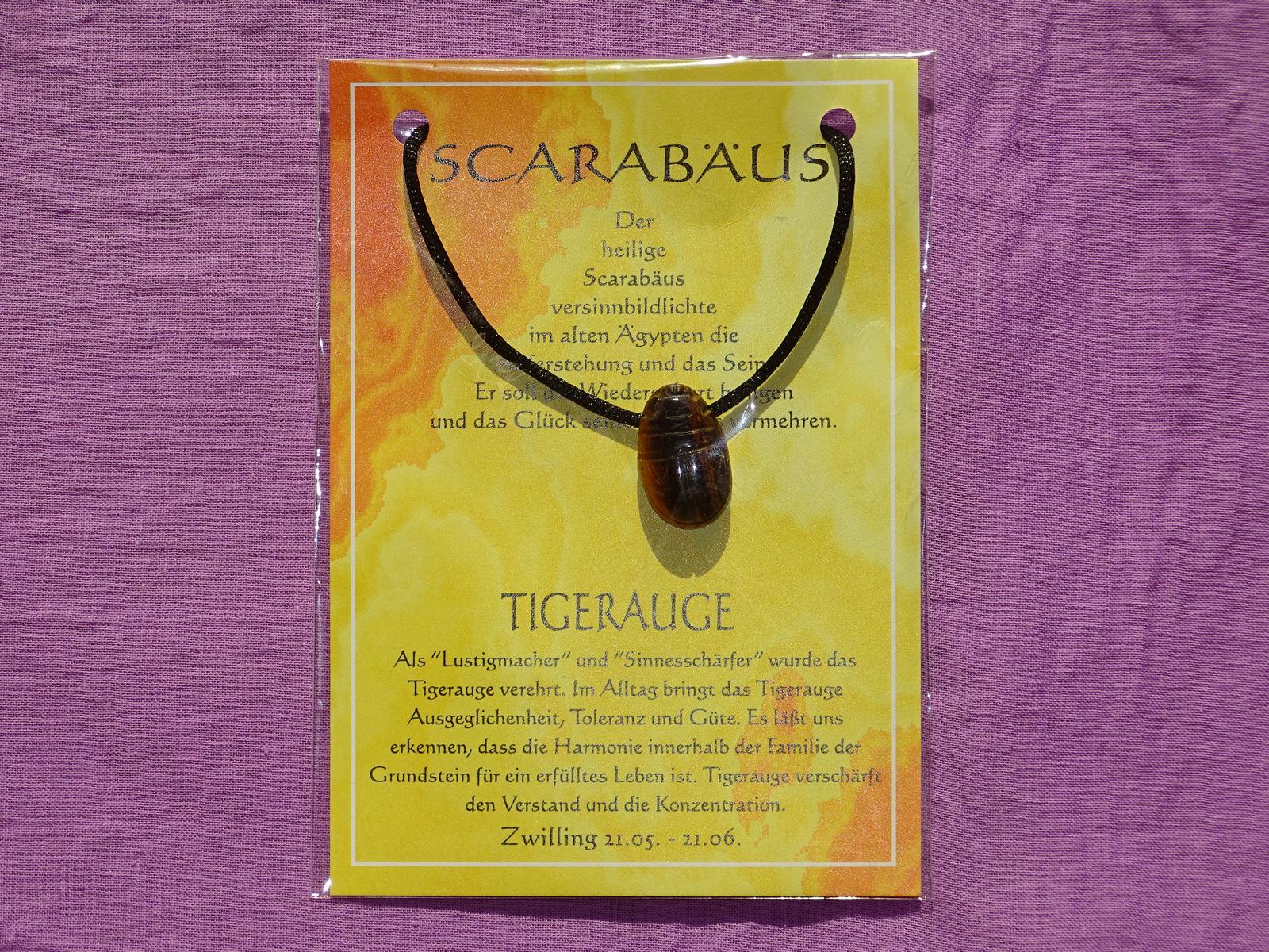 Scarabäus gebohrt mit Band – Tigerauge – Bild 2