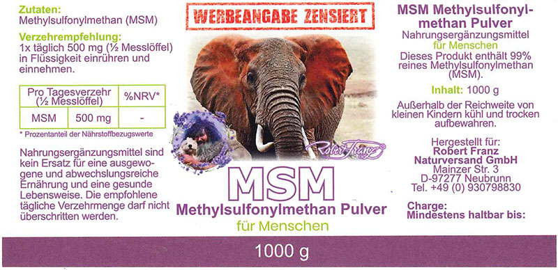 MSM-Pulver 1000 g, Robert Franz – Bild 2