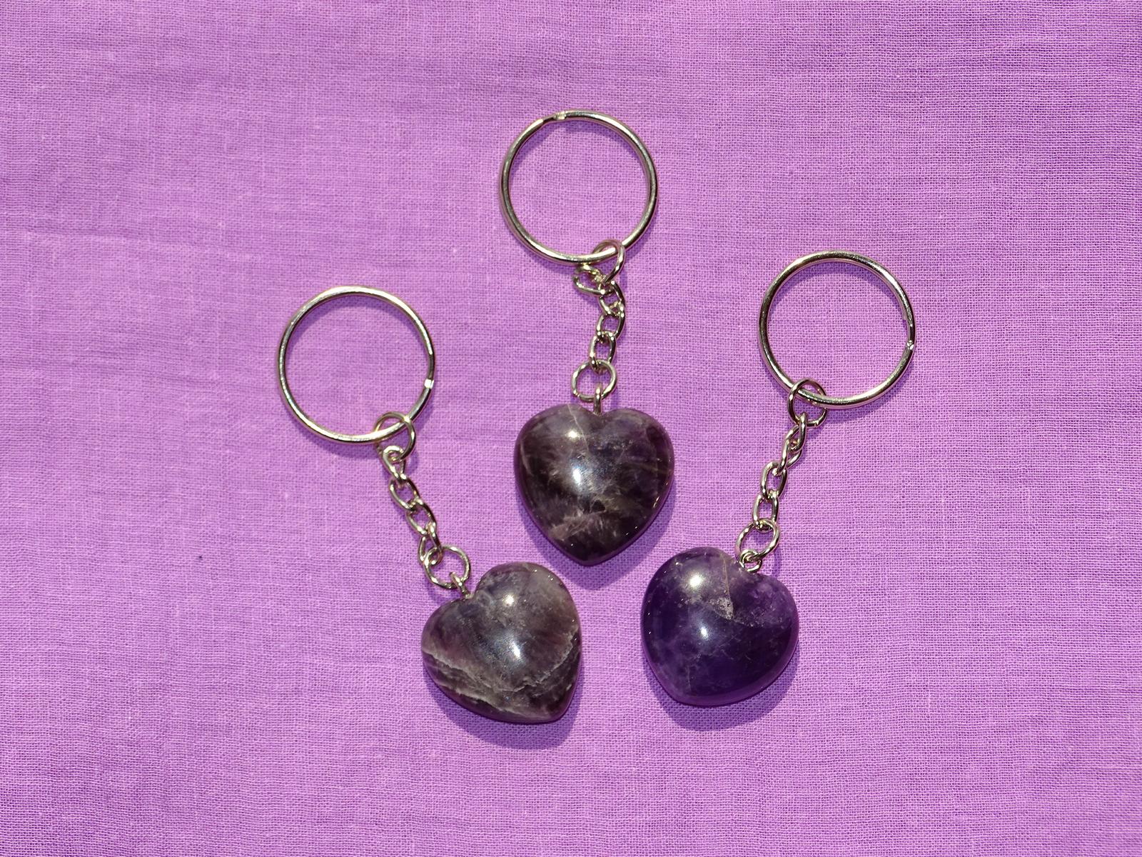Heilstein-HERZ-Schlüsselanhänger - Amethyst