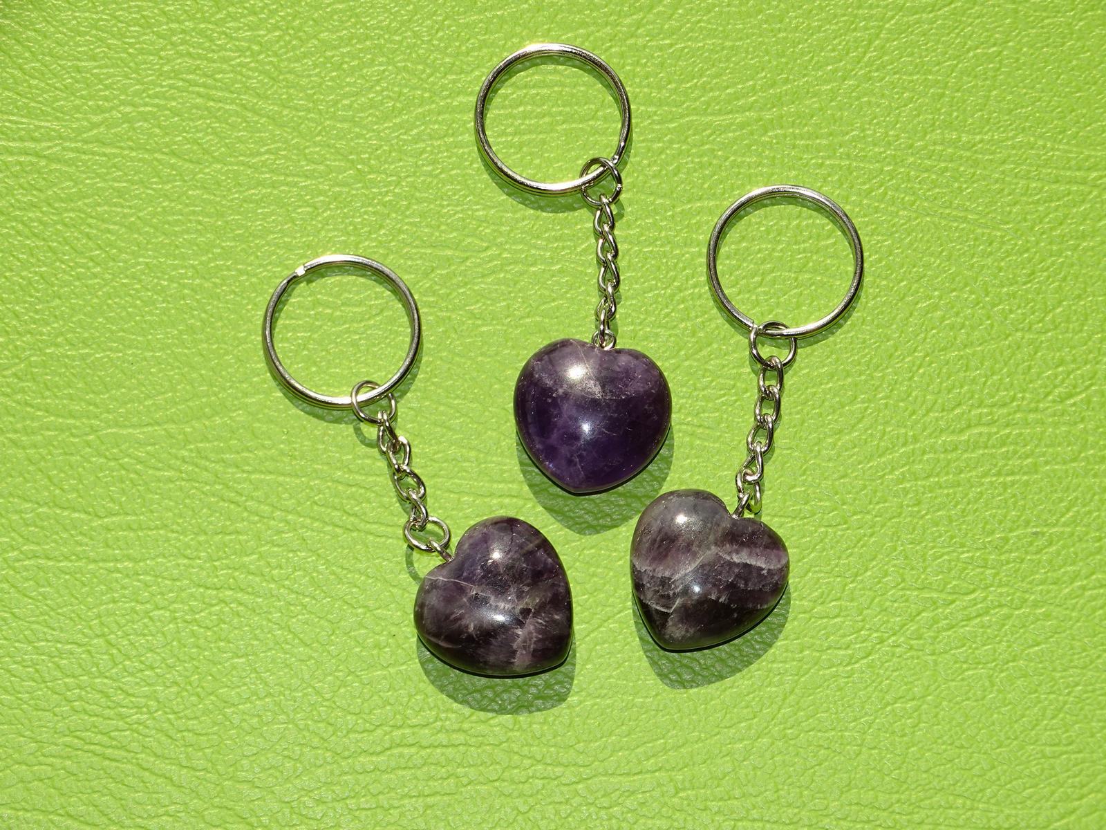 Heilstein-HERZ-Schlüsselanhänger - Amethyst – Bild 3