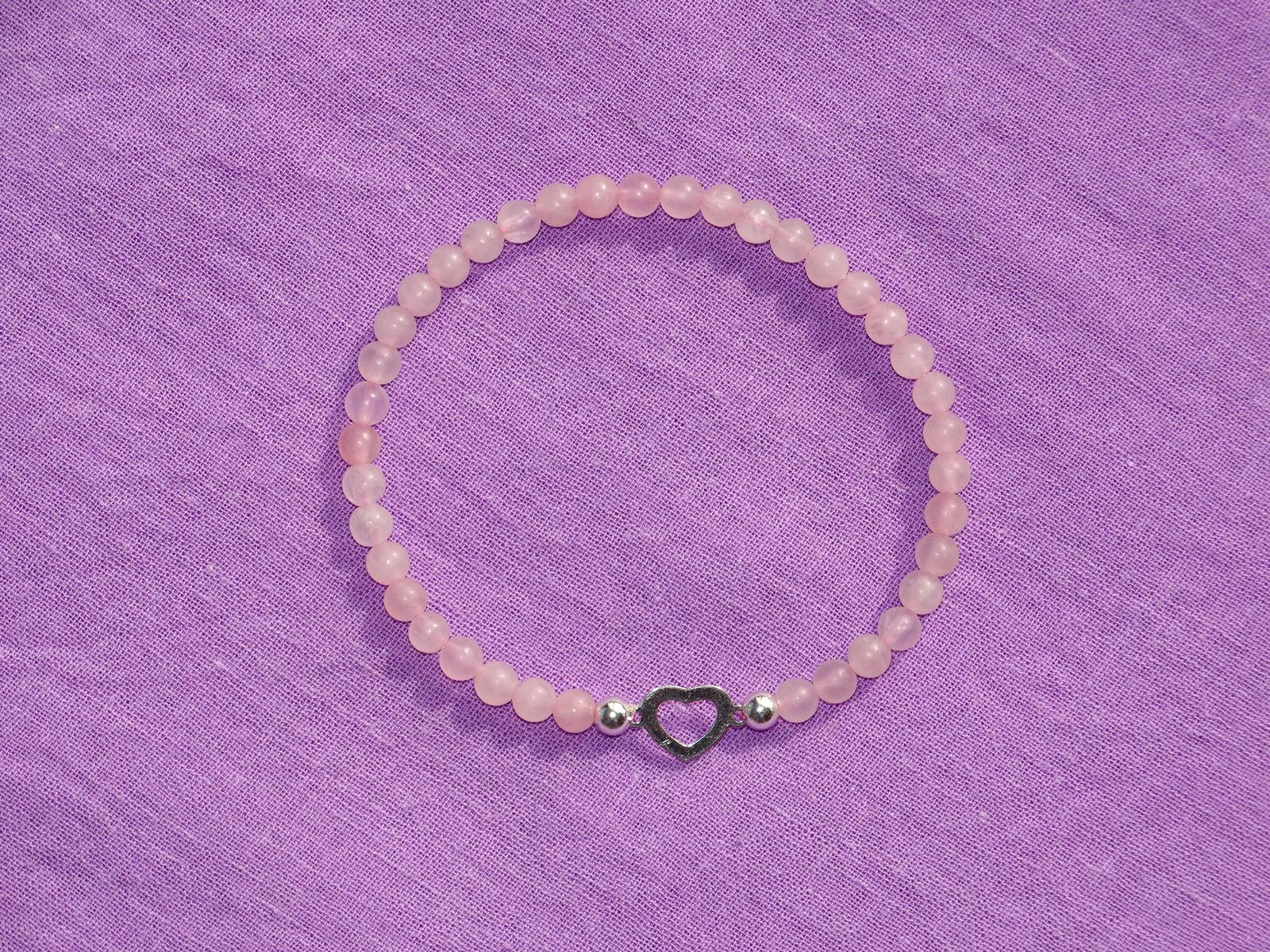 Rosenquarz-Armband mit Herz