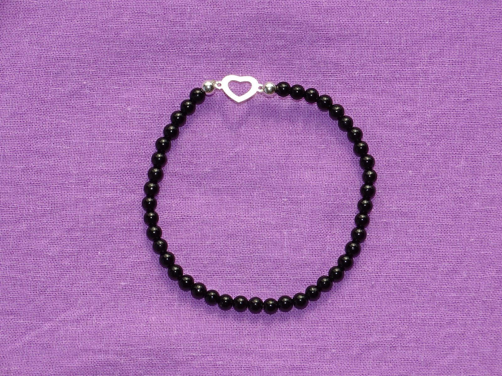 Turmalin-Armband mit Herz (schwarzer Turmalin)