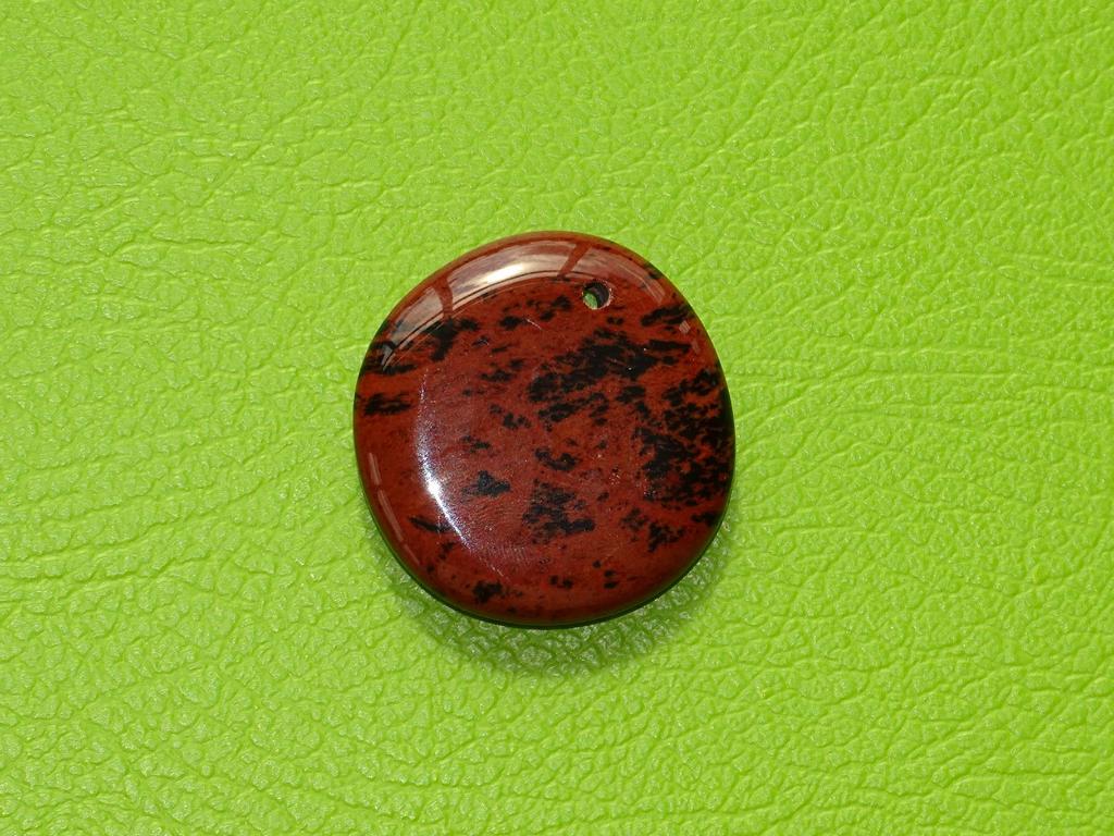 Mahagoniobsidian-Flachstein gebohrt Nr. 1