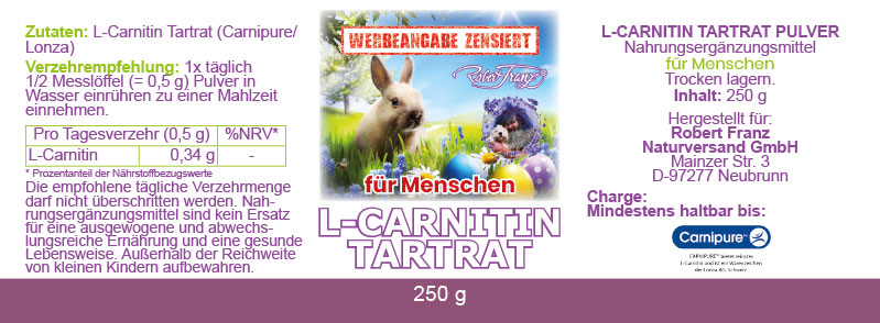 L-Carnitin Tartrat, Pulver, Robert Franz – Bild 2