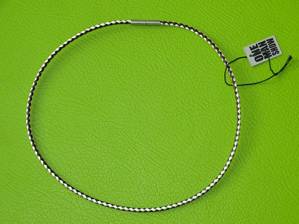 Lederband schwarz/weiß 45 cm, Dicke 2 mm