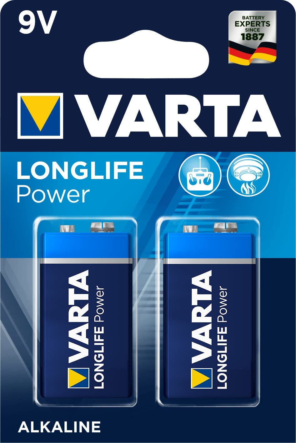 VARTA Longlife Power 9V Block 6LR61 Batterie (2er Pack)