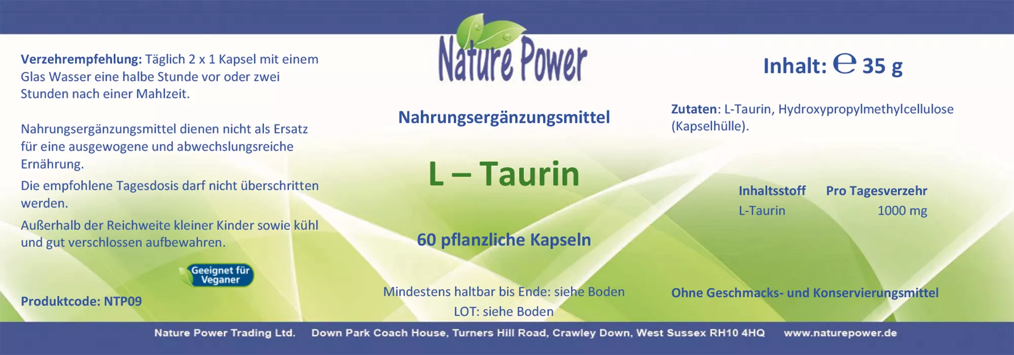 L-Taurin, Fa. Nature Power – Bild 2