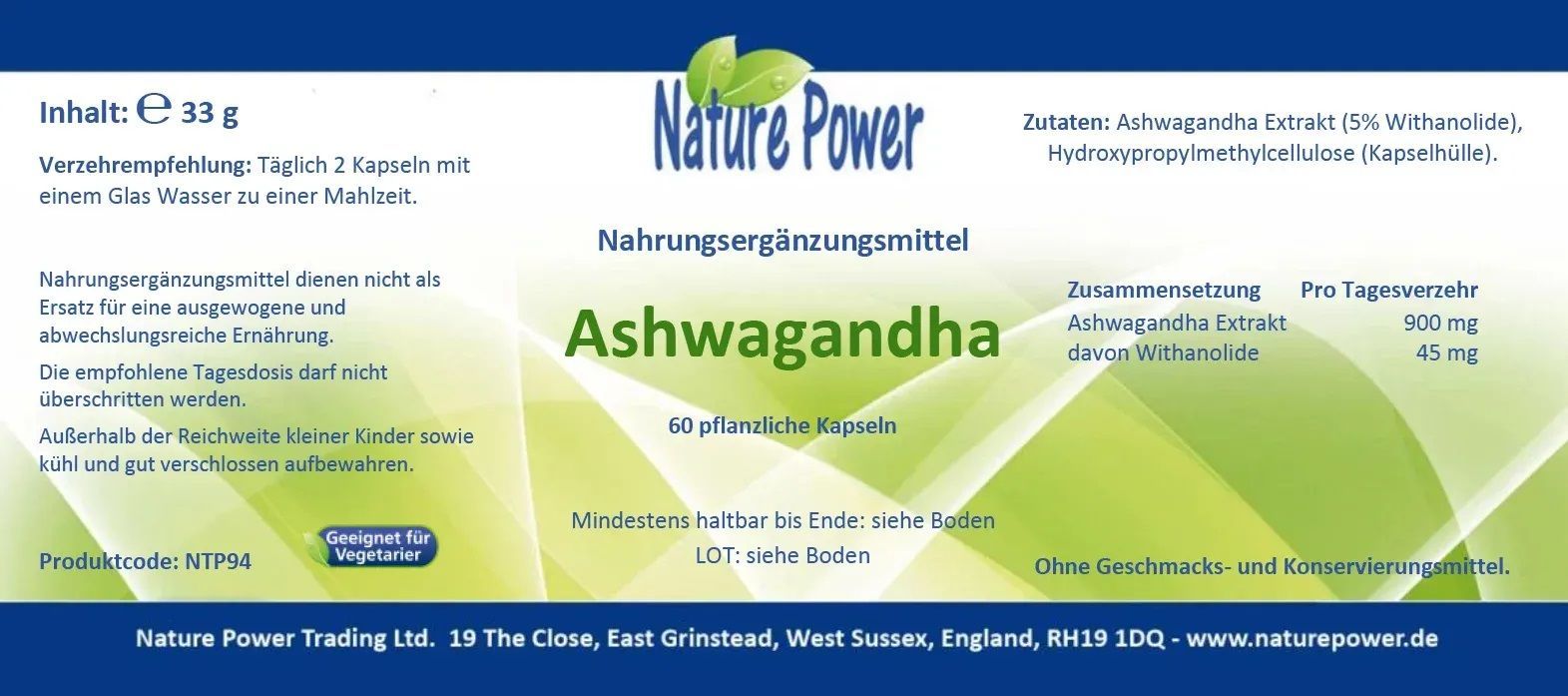 Ashwagandha, Fa. Nature Power – Bild 2
